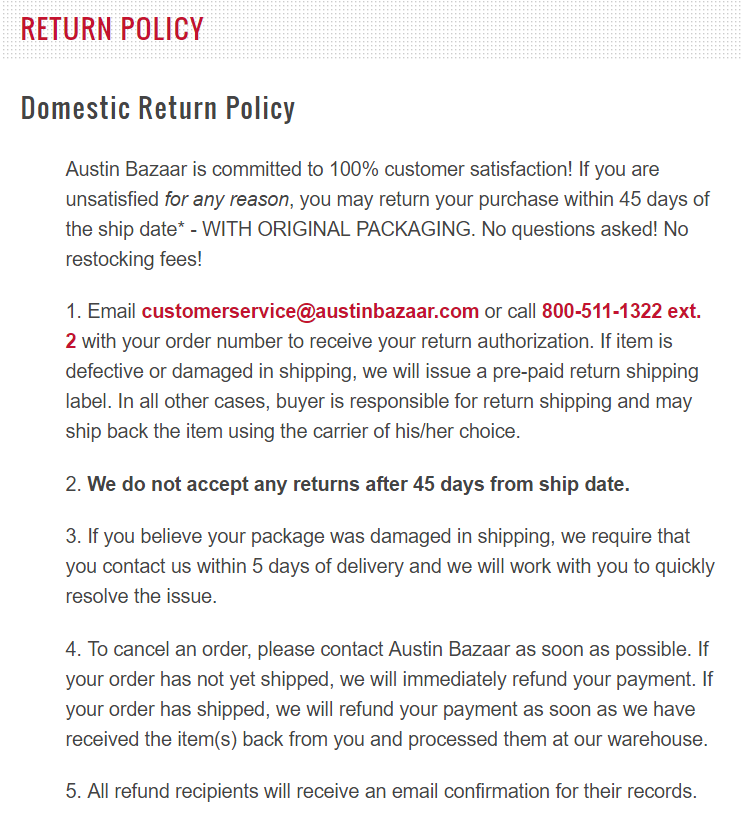 Return policies — Retailer Support Site
