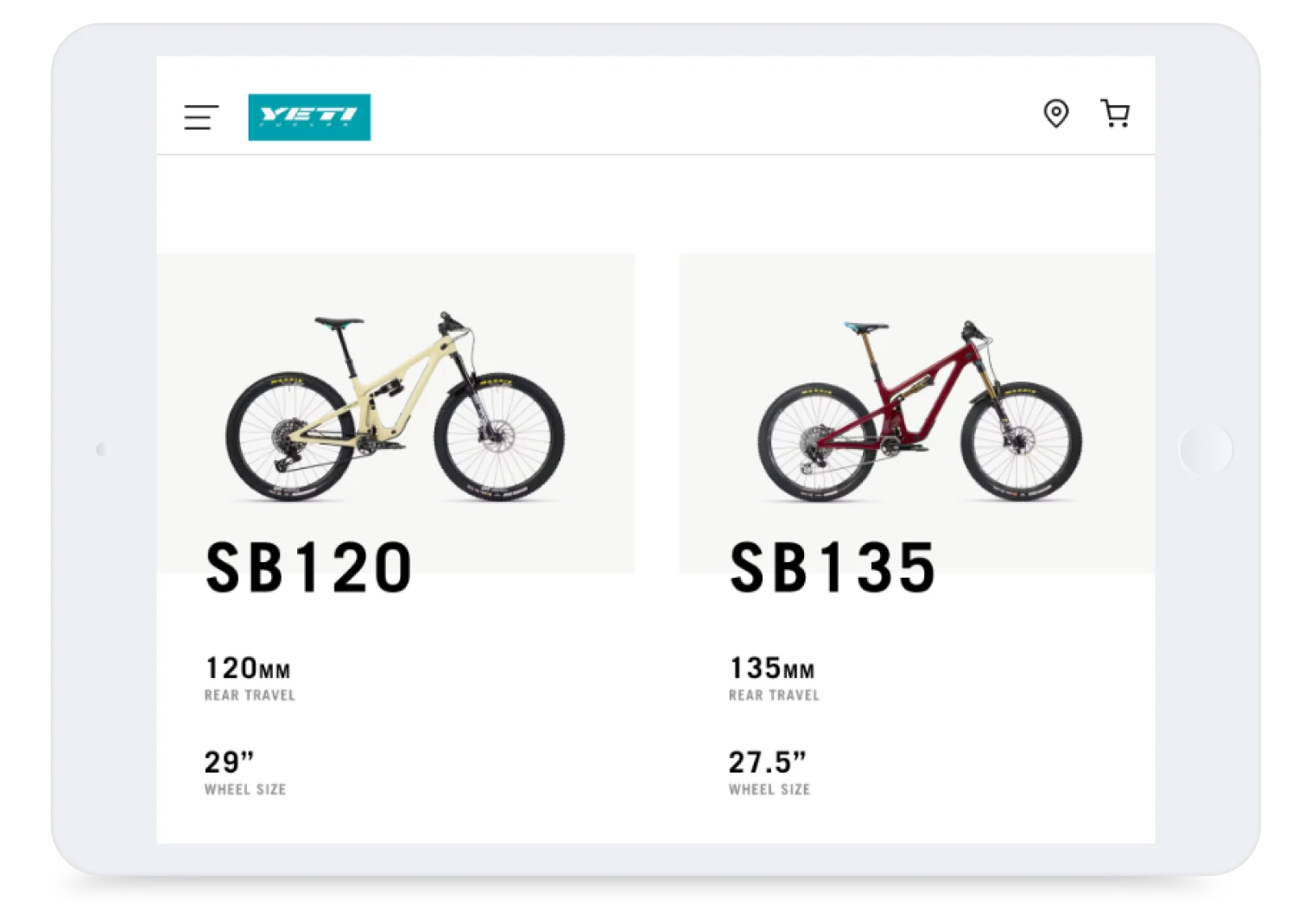 Yeti store bikes sizing