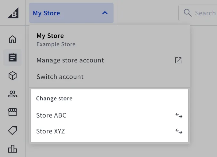 Screenshot - Modern control panel navigation - Change store