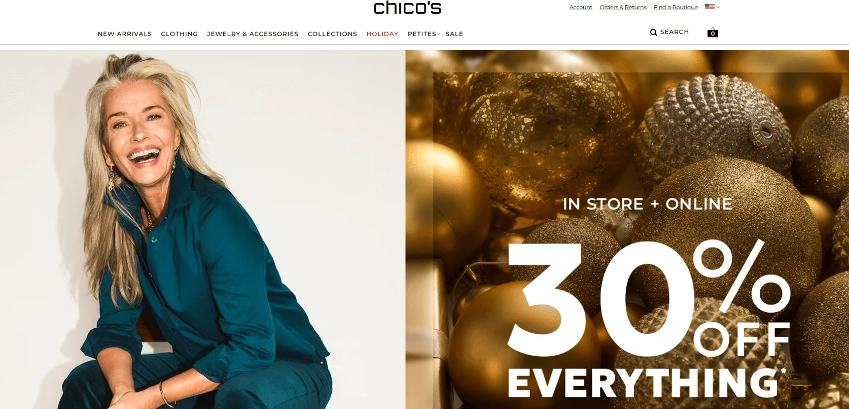 The Hero Shot: A clean individual product photo on a seamless white background. (Chico's website)