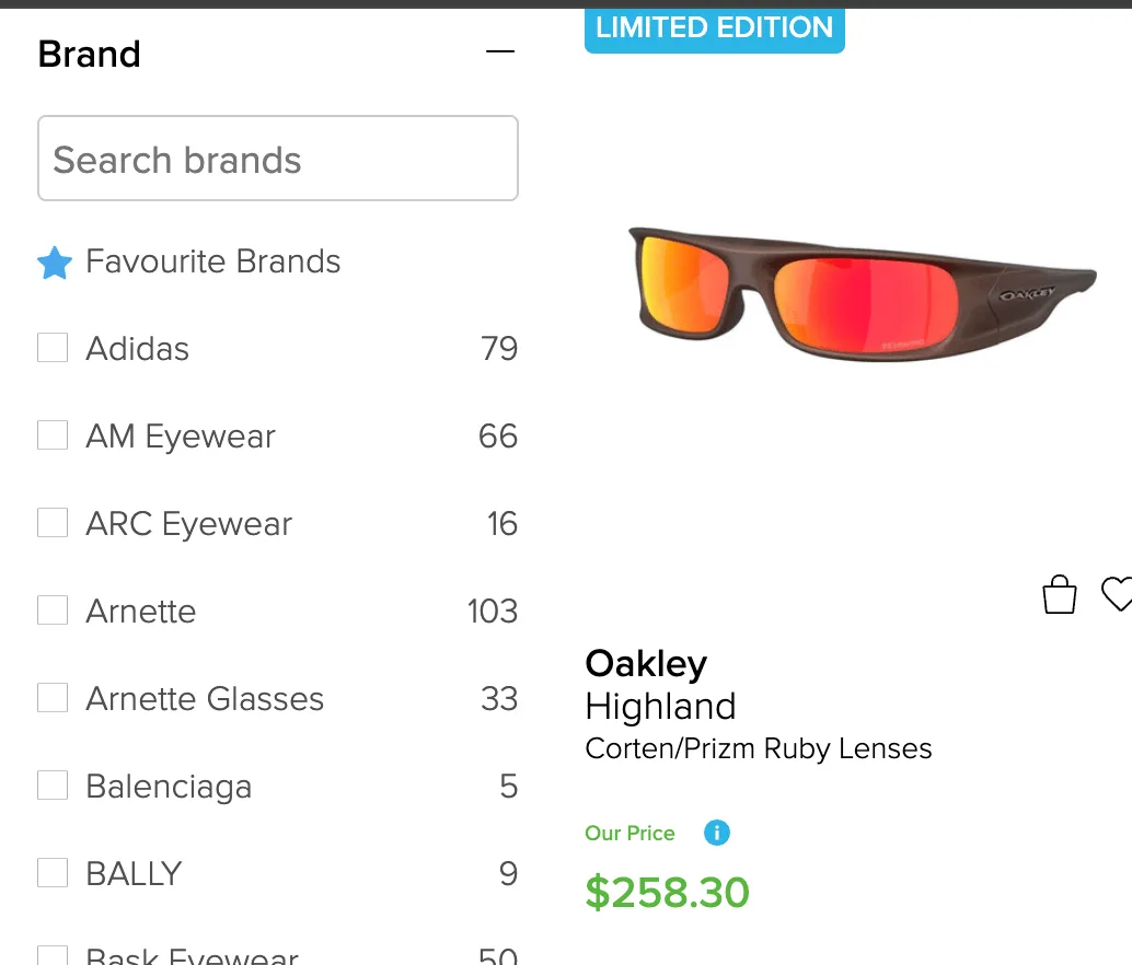 Oakley Highland sunglasses with brown frame and orange-red mirrored lenses displayed against white background.