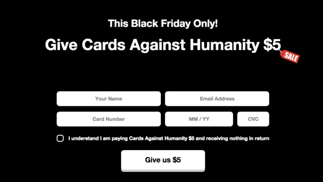 CAH black friday promotions