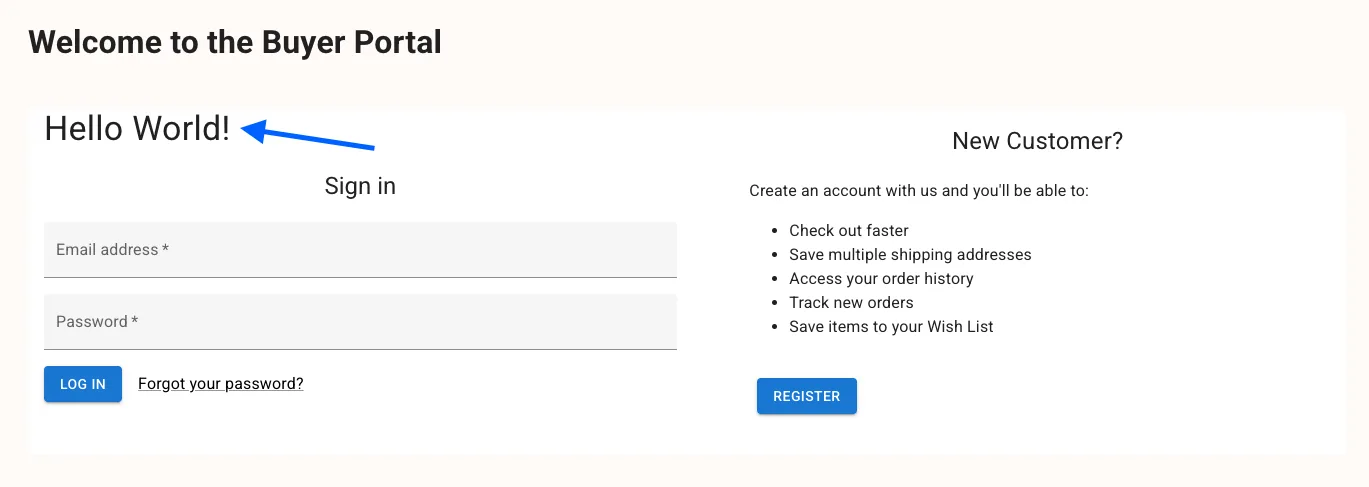 Hello World in the Buyer Portal