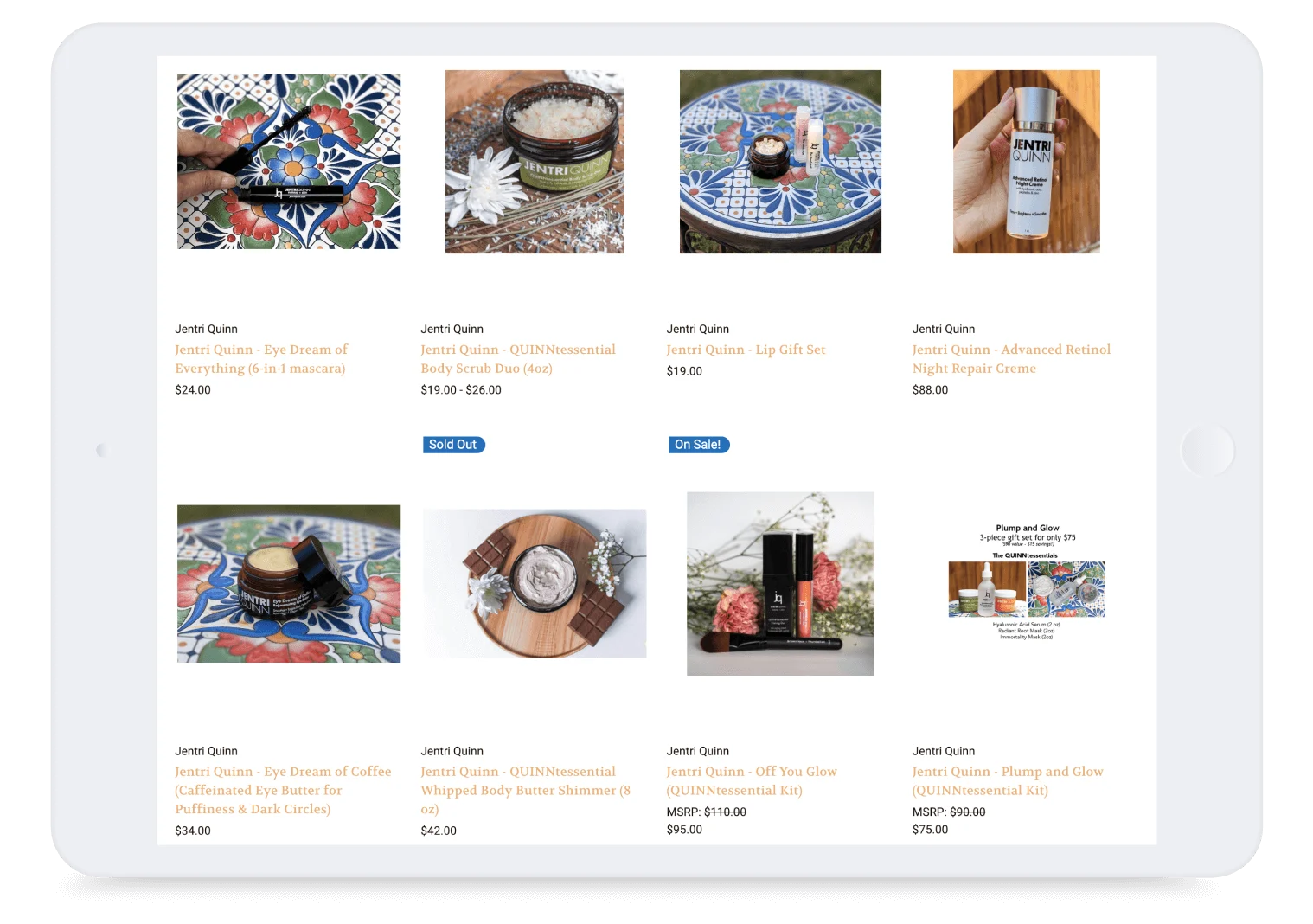 Case Study - Jentri Quinn - Device Laptop - Page of Online Products