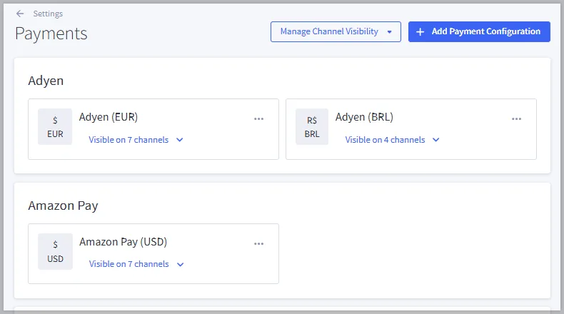 MSF Payment configurations displayed in the control panel.