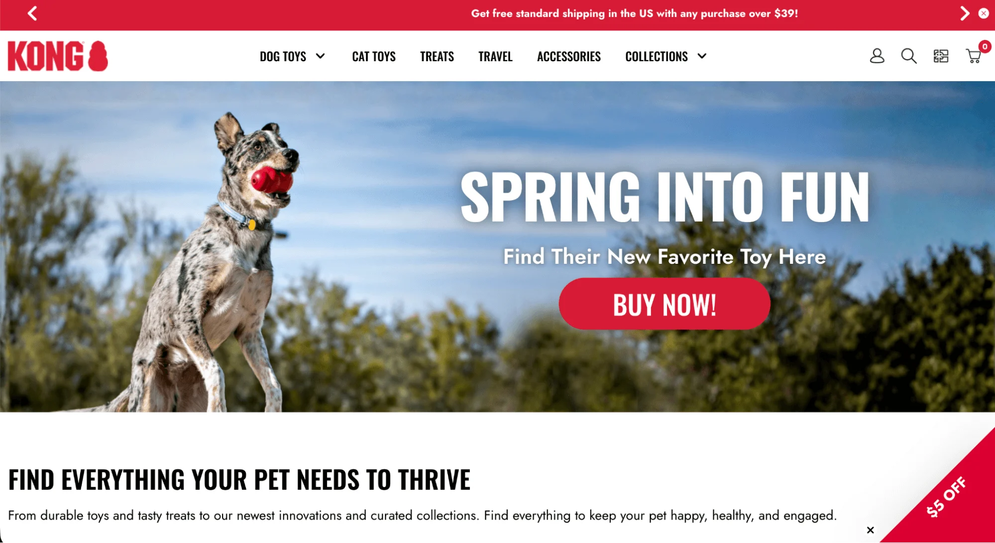 A screenshot of the Kong ecommerce website homepage hero.