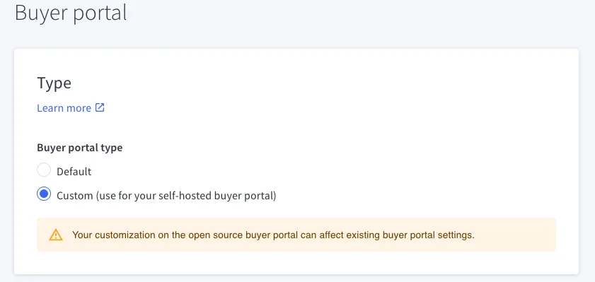 Custom Buyer Portal Setting