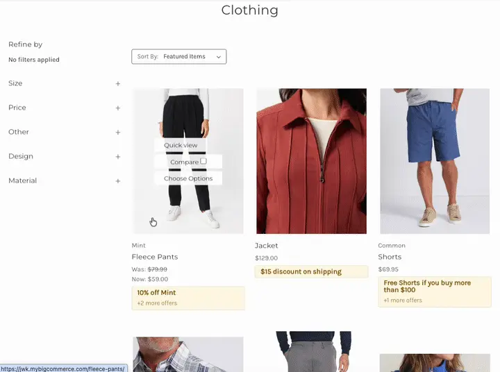 Scrolling through a website product page.