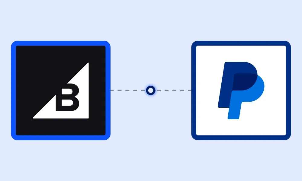 Visual representation of the PayPal Store Sync integration on BigCommerce using brand icons.