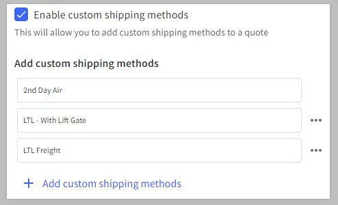 Enable Custom Shipping Methods