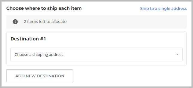 Choose Shipping Address for destination