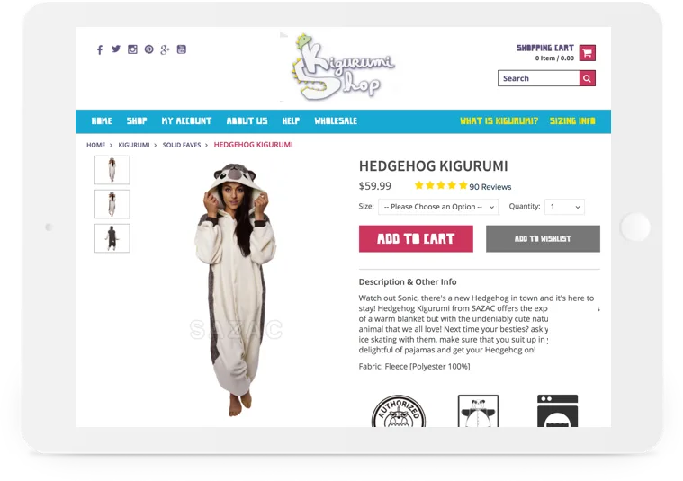 Kigurumi Shop Artikel Secundair