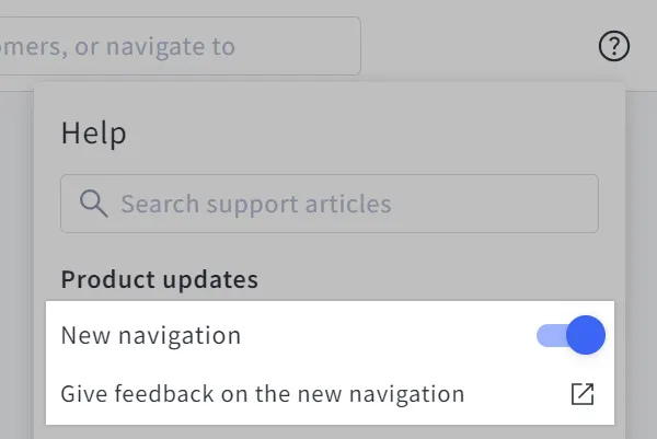 Control Panel Navigation Redesign toggle and feedback