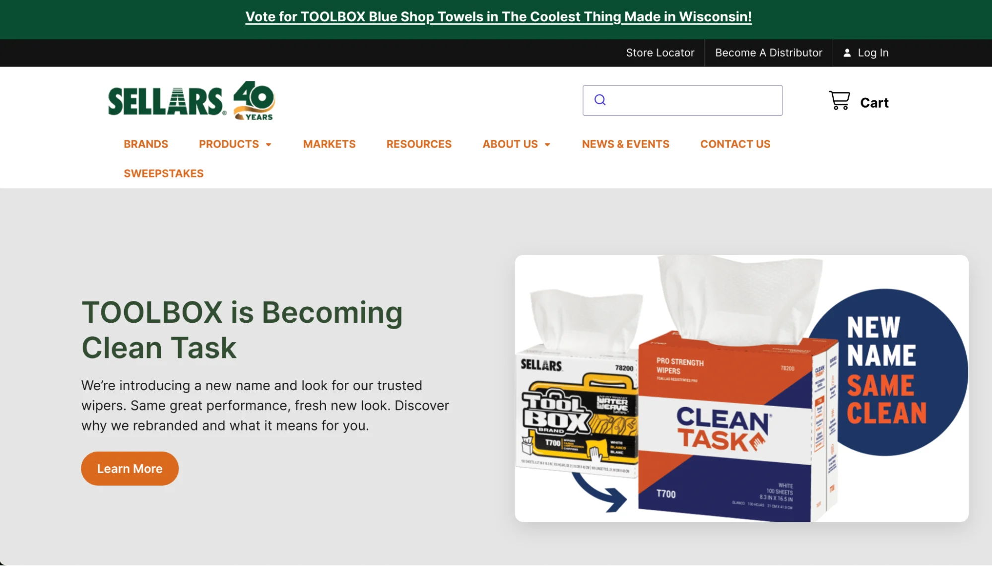 Sellars website homepage.
