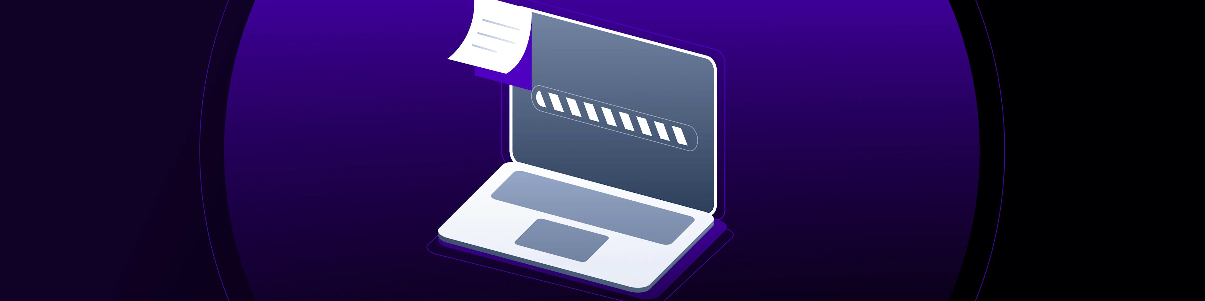 Isometric illustration of a laptop showing a loading bar and a document icon, symbolizing training or content download.