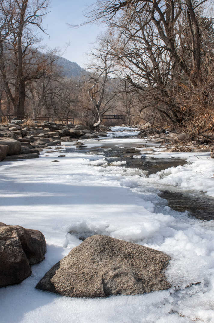 Boulder Creek partially frozen and covered with snow. #Boulder #Colorado #Winter #Nature