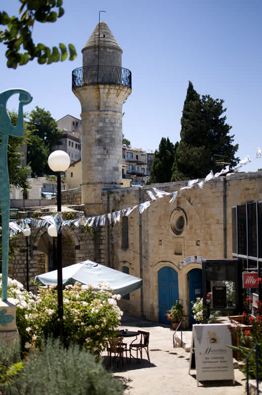 Small tower near shops in Tzfat, Israel. 
