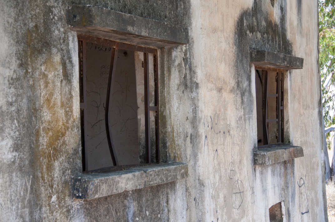 broken, bent and rusty bars in a window of an abandoned building near Jilabun Stream in the Golan Heights, Israel. #Israel #GolanHeights #Abandoned #Decay