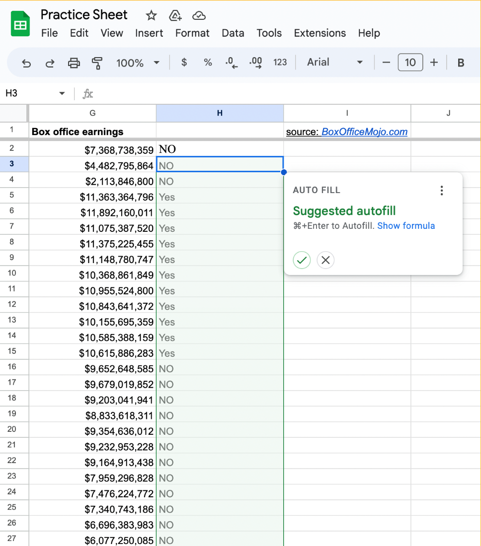 Google Sheets output of 'IF-THEN' command displayed on one cell