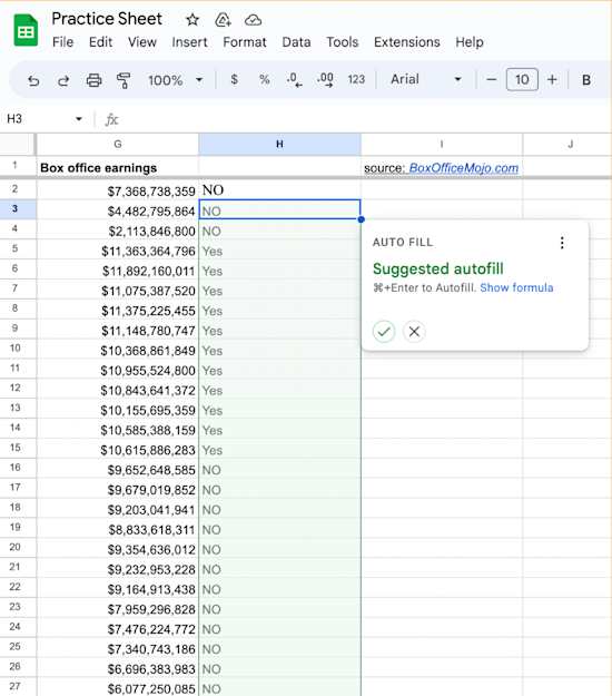 Google Sheets output of 'IF-THEN' command displayed on one cell