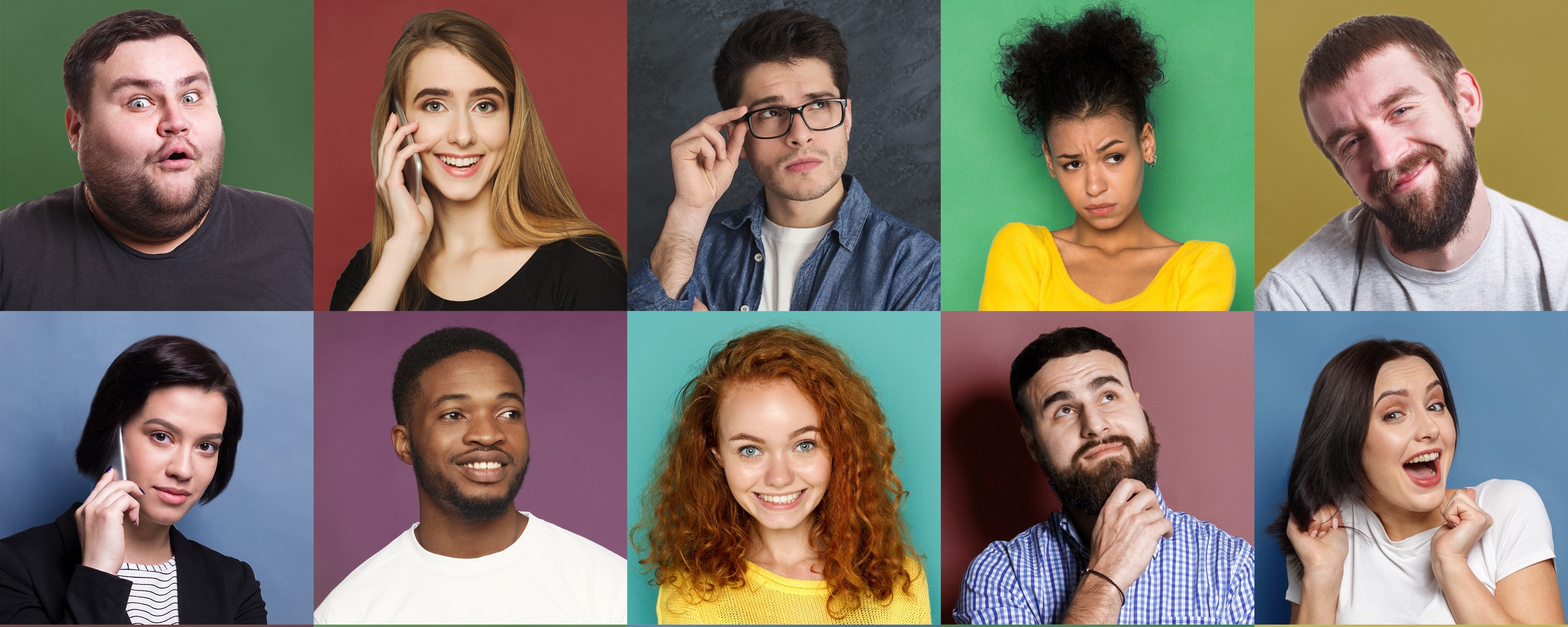 [Featured Image] A collage of faces showing different expressions is used to train AI on emotion recognition.
