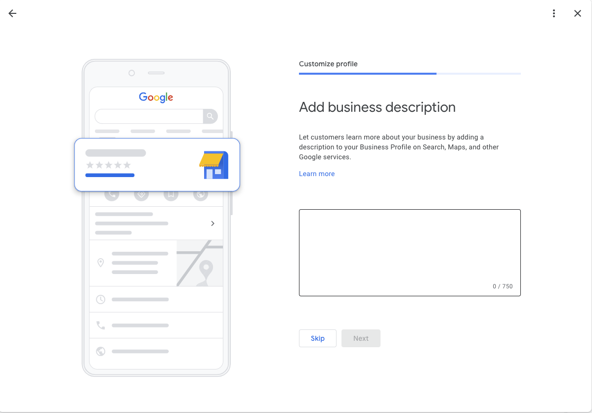[Screenshot] Add your business description to your Google Business Profile.