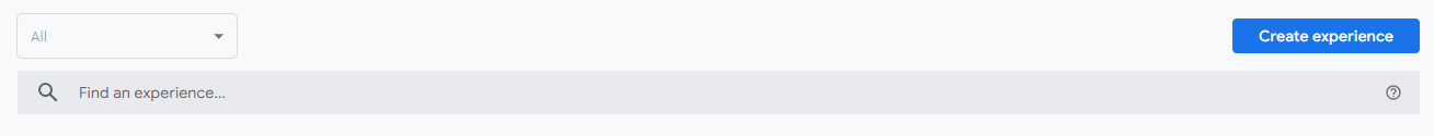 Google Optimize create experience