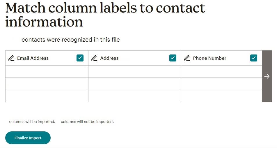 Mailchimp menu to label contacts