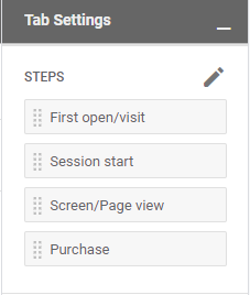 Google Analytics funnel Tab Settings Steps options