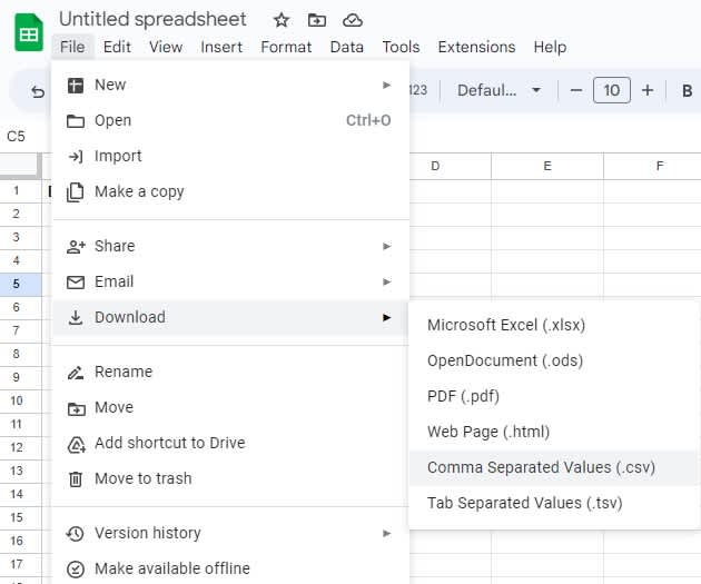 Google Sheets column headers for email addresses