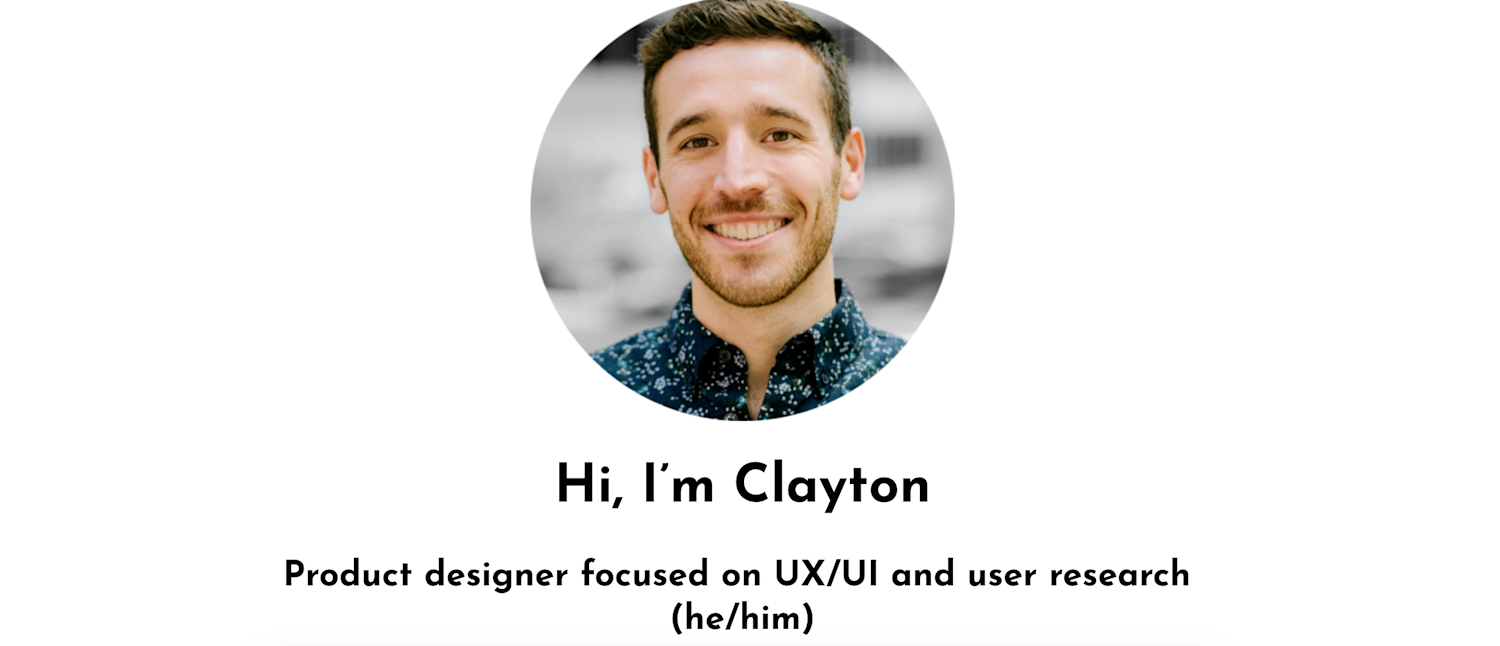 Captura de pantalla del portafolio de UX de Clayton Hopkins