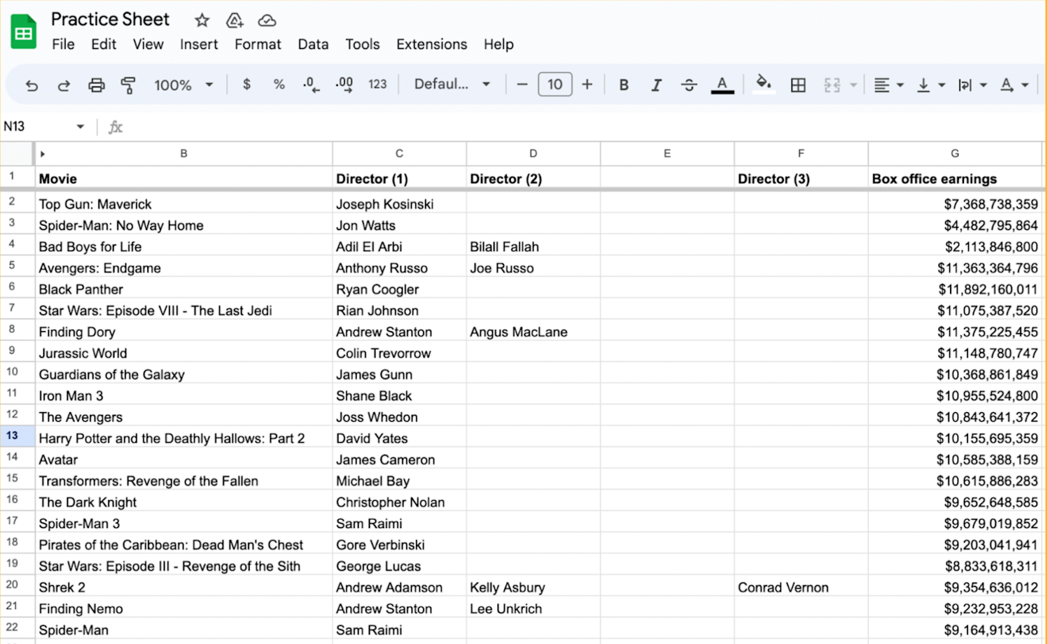 Alt text: Google Sheet displayed