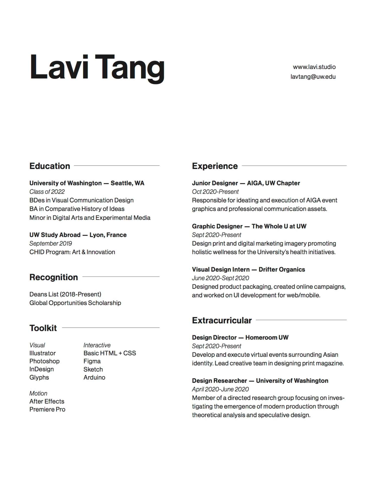 Lavi Tang's resume