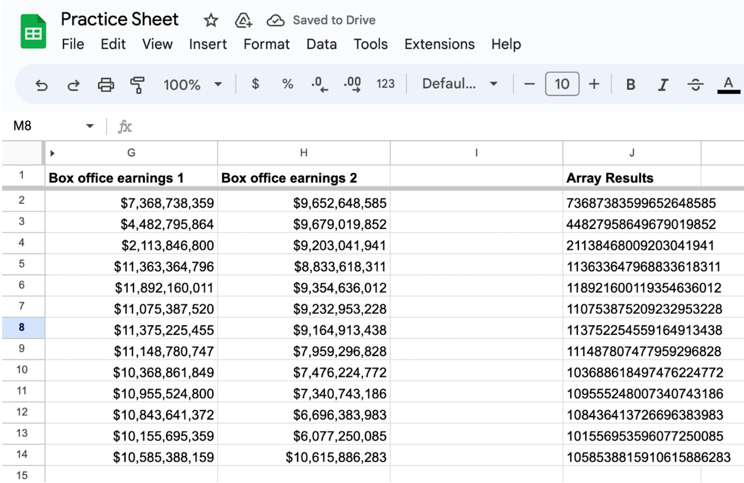 Google Sheets opened with the data from Columns G and H concatenated