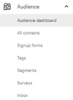 Mailchimp audience drop-down menu