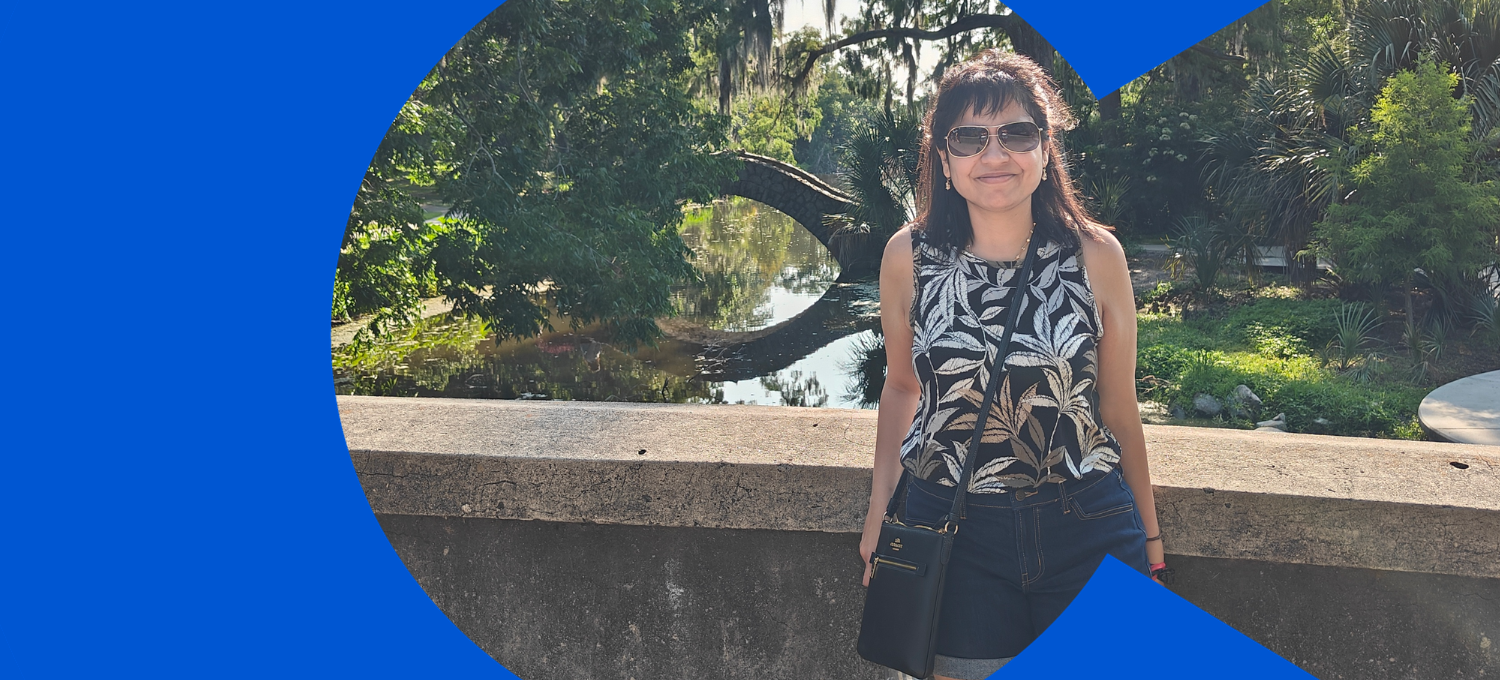 [Featured image] University of Colorado Boulder master's student Sneha Natekar stands in front of some trees