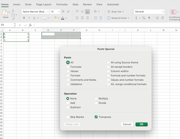 [Insert Screenshot: Paste Special Step 5]
