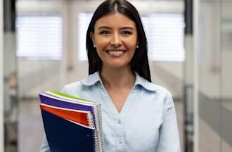 A student heading to the classroom.