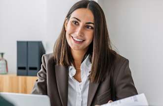 A candidate is seen attending an interview.