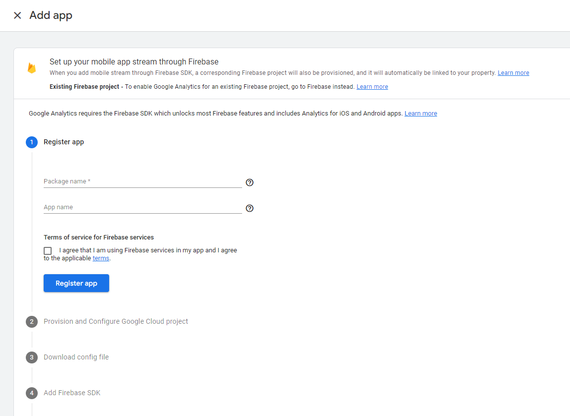 Alt text: Screenshot of Google Analytics Set up data stream page