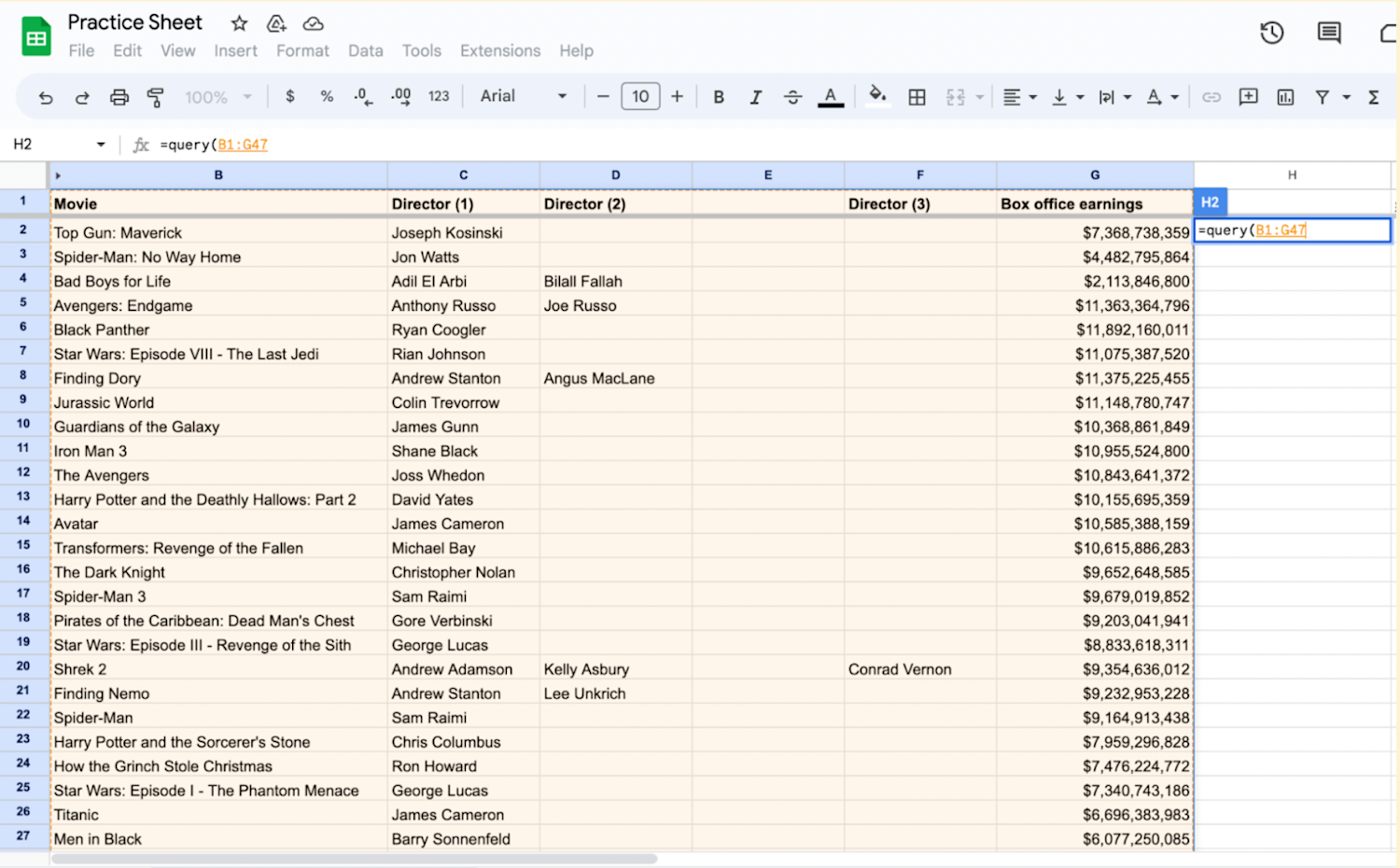 Query formula including the data text