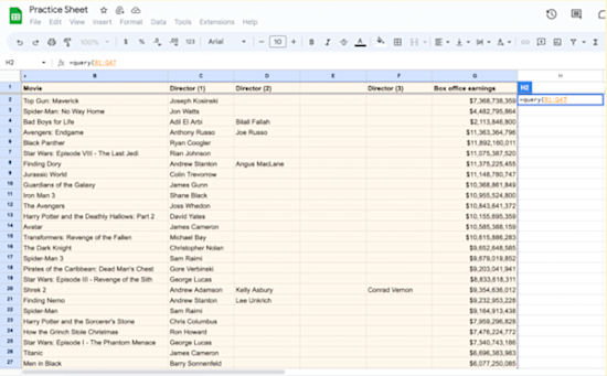 Query formula including the data text