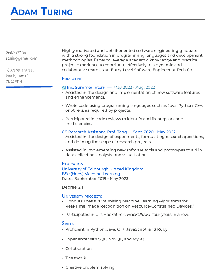 Coursera Entry Level Software Engineer Software Engineer CV: Examples, Tips, and More | Coursera
