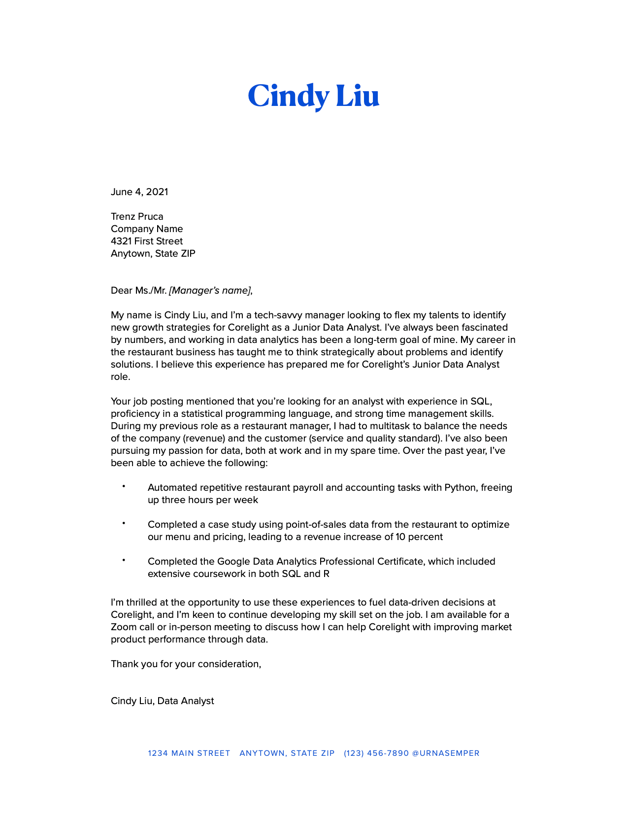 Data Analyst Cover Letter 2022 Sample And Guide Coursera