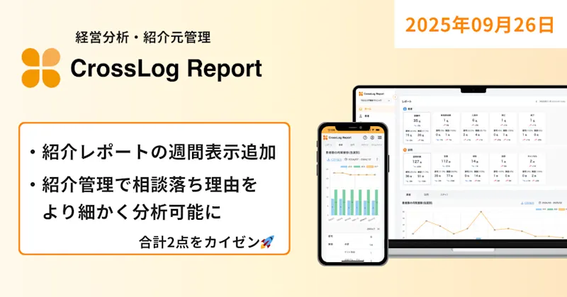 【CrossLog Report カイゼン】 紹介レポートの週間表示追加など合計2点のカイゼンを実施しました。