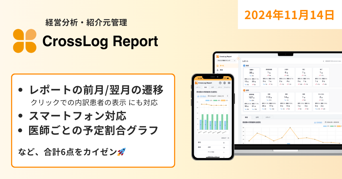 【CrossLog Report】レポートで「前月」「翌月」に移動可能とするなど合計6点のカイゼンを実施しました。