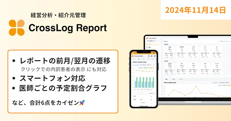 【CrossLog Report】レポートで「前月」「翌月」に移動可能とするなど合計6点のカイゼンを実施しました。