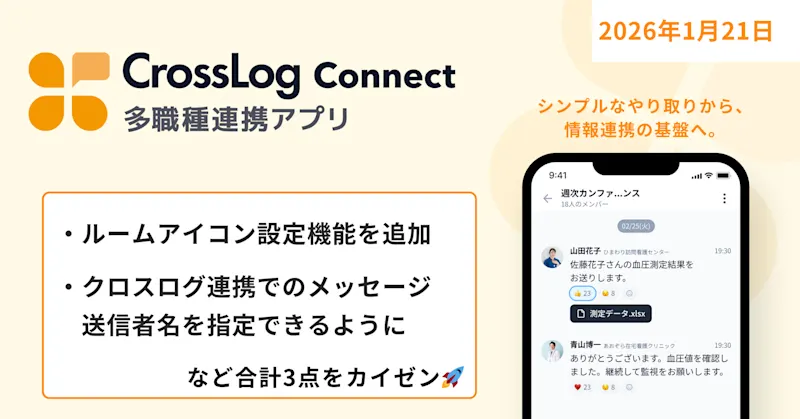 【CrossLog Connect カイゼン】 ルームアイコン設定機能を追加など、合計3点のカイゼンを実施しました。