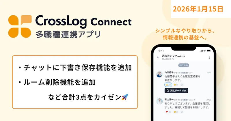 【CrossLog Connect カイゼン】 チャットに下書き保存機能追加など、合計3点のカイゼンを実施しました。