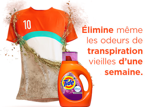 Tide Plus Febreze Freshness Liquid Laundry Detergent removes even week-old sweat odors.